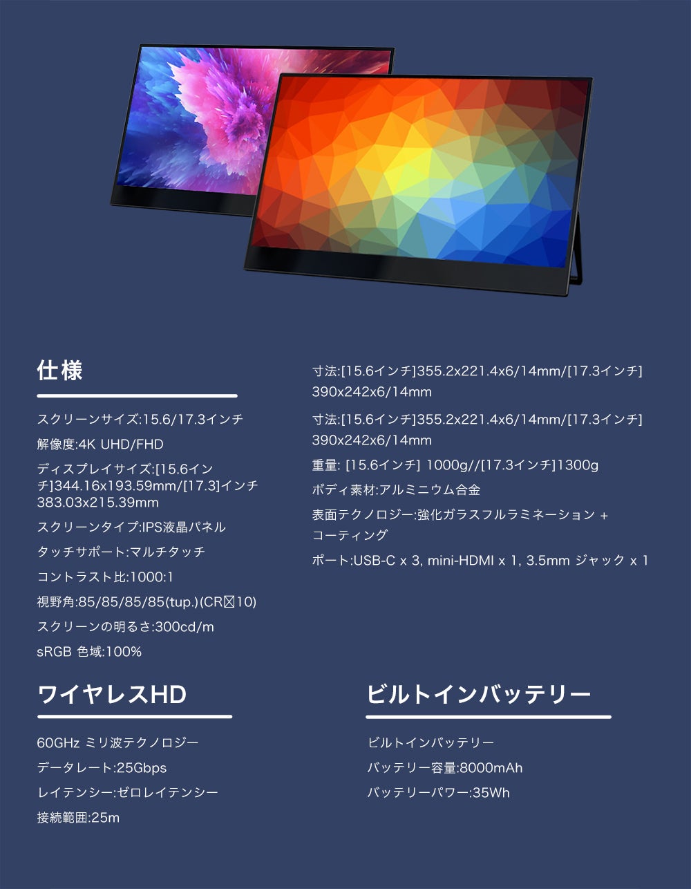 次世代！ ミリ波で繋ぐ最大25mゼロラグワイヤレスHDタッチモニター