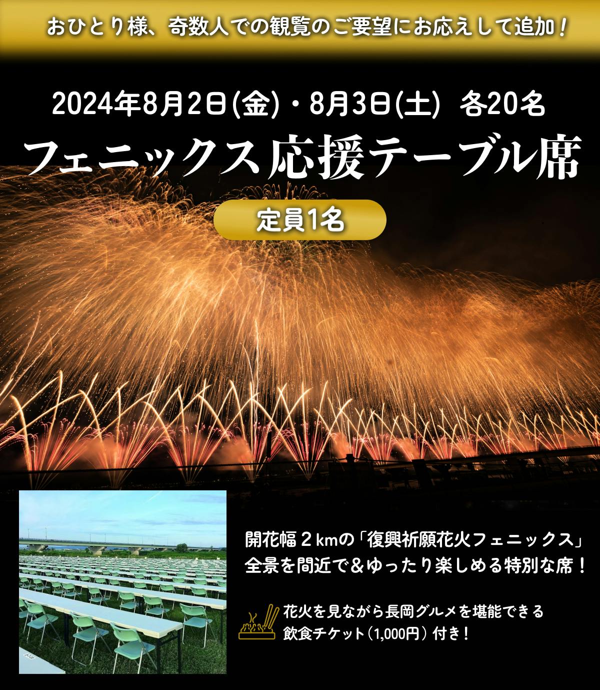 長岡花火｜特別観覧席もご用意！ あなたの支援が復興祈願花火フェニックスの糧に！ - CAMPFIRE (キャンプファイヤー)