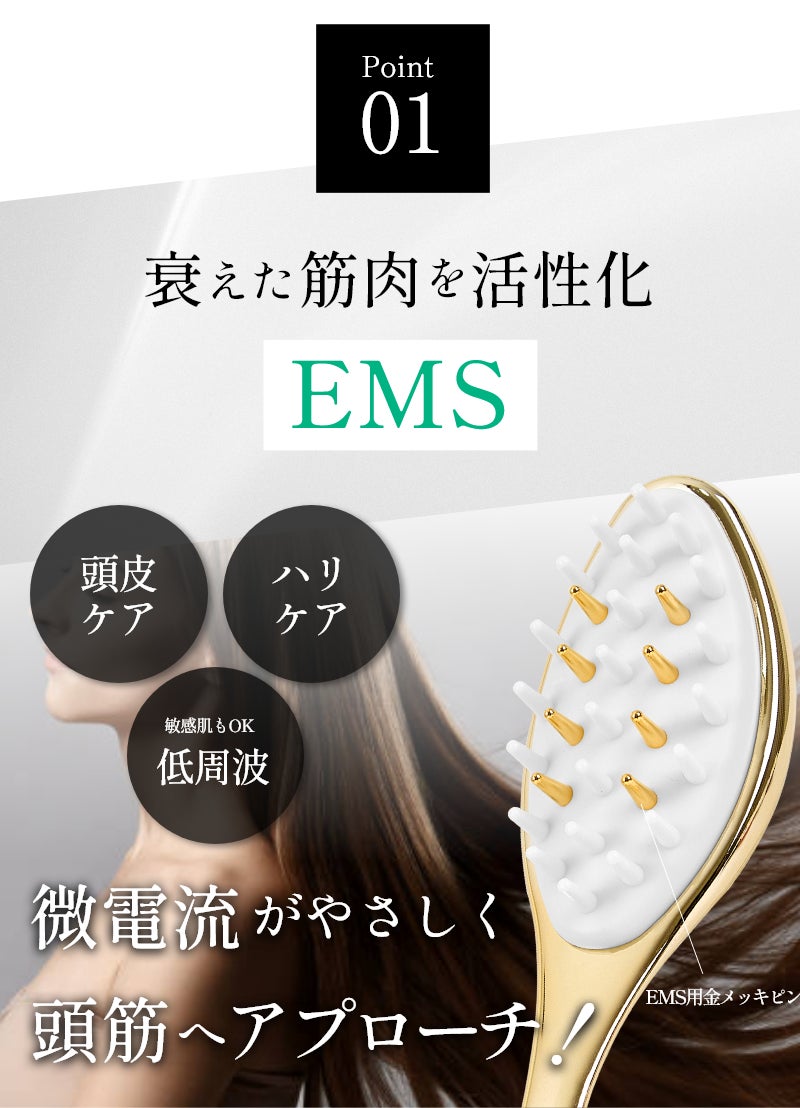 脳がとろける！？EMS付き赤青LEDライトヘアブラシで頑固な頭皮と地肌を