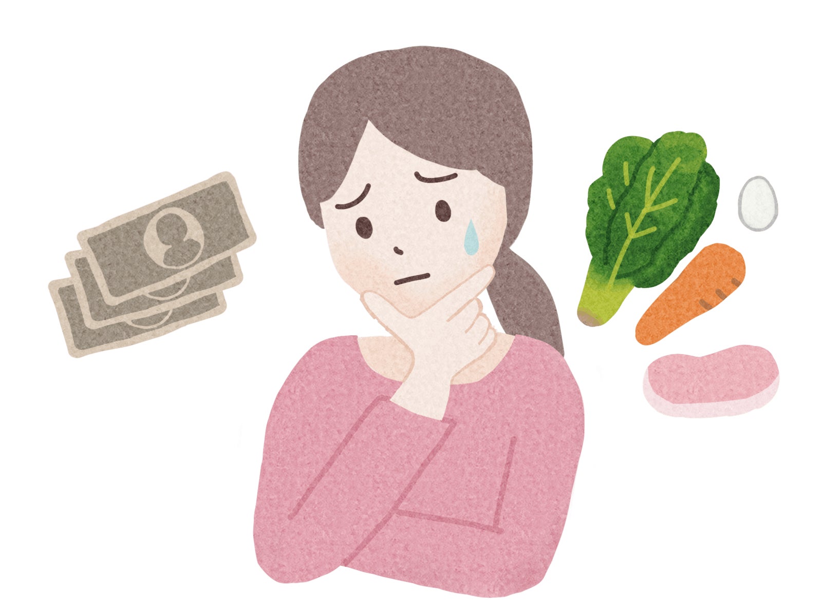 困っている女性の絵