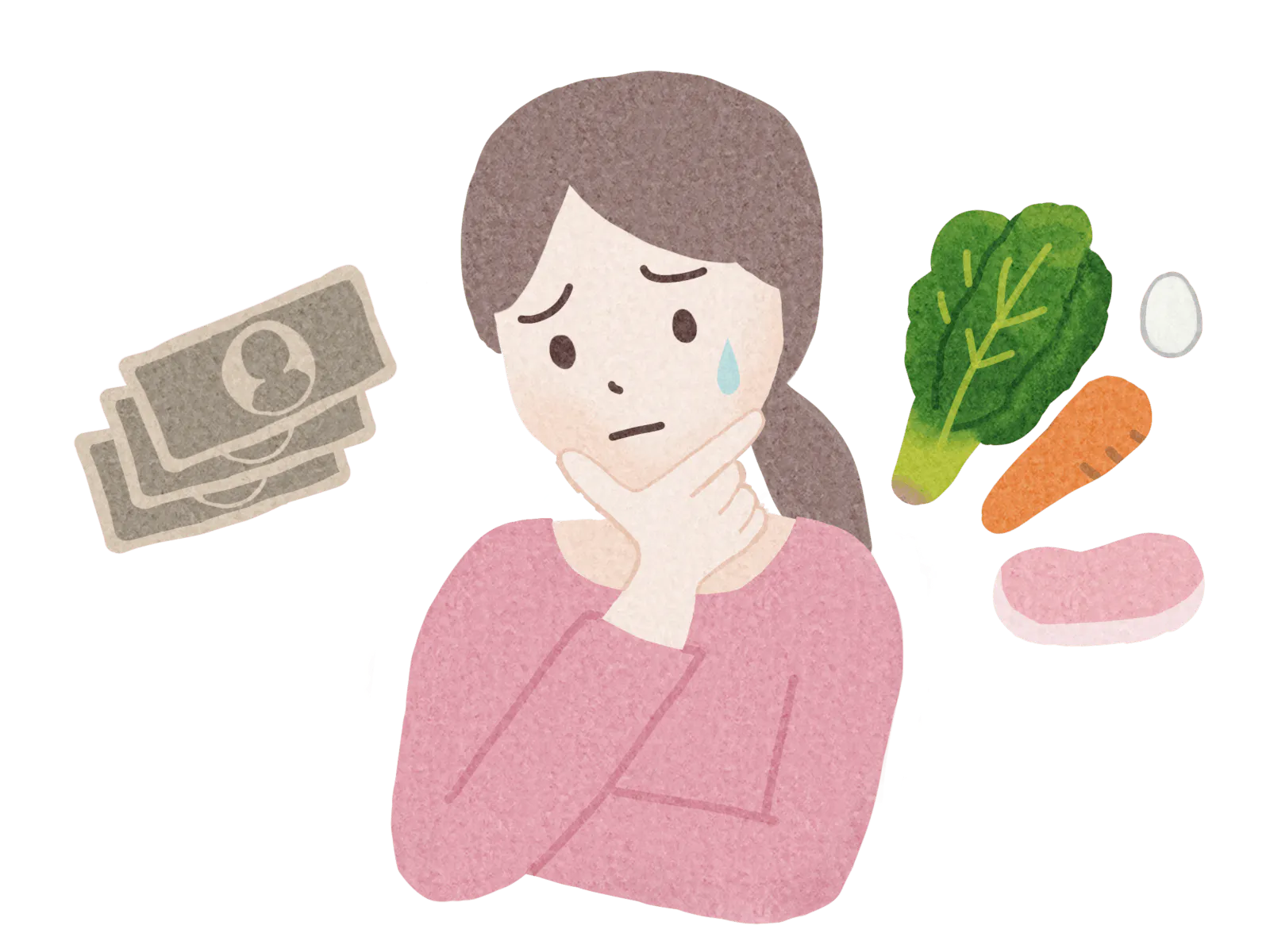 困っている女性の絵