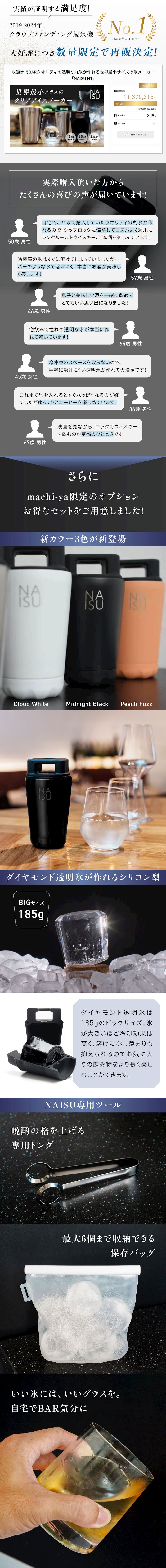 水道水でBAR級の透明な丸氷が作れる世界最小サイズ氷メーカー「NAISU