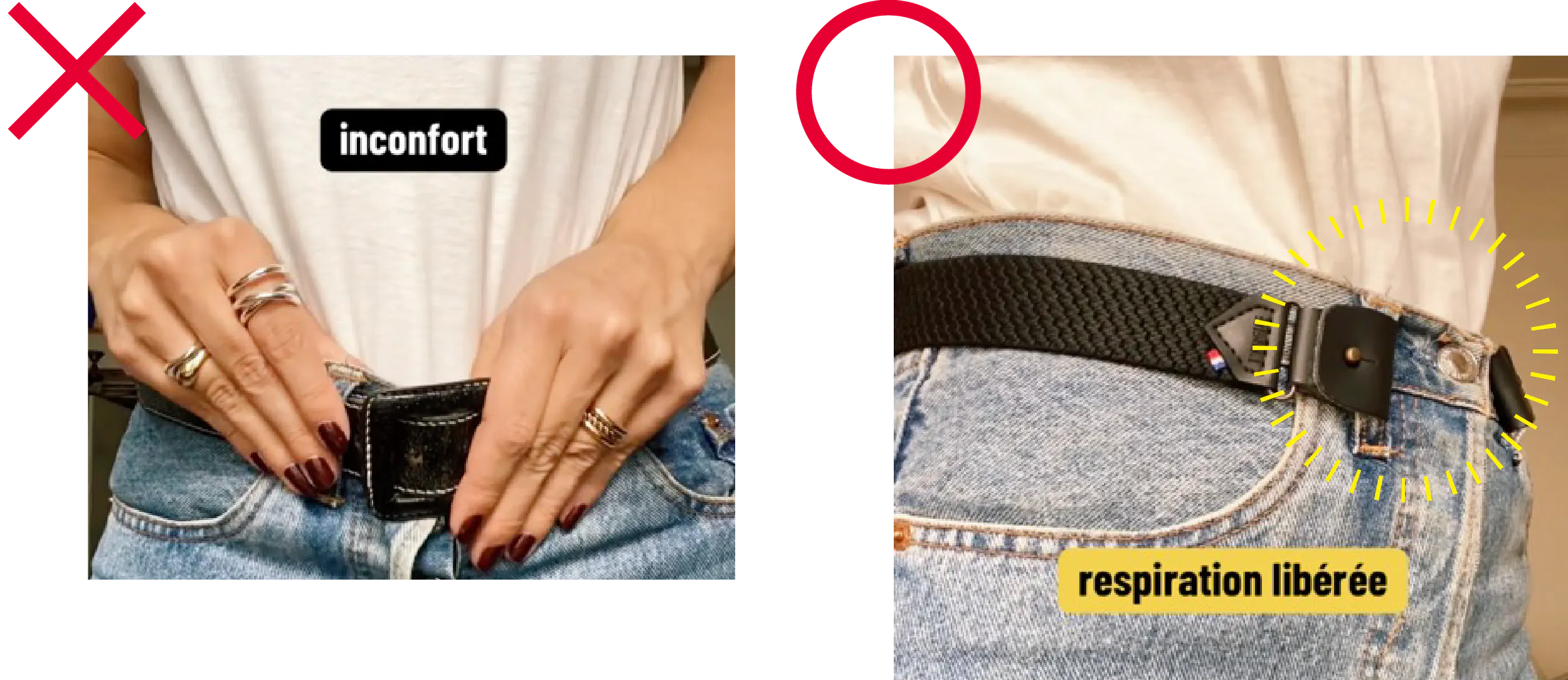 バックルがあるベルトは不快 リベルテは快適