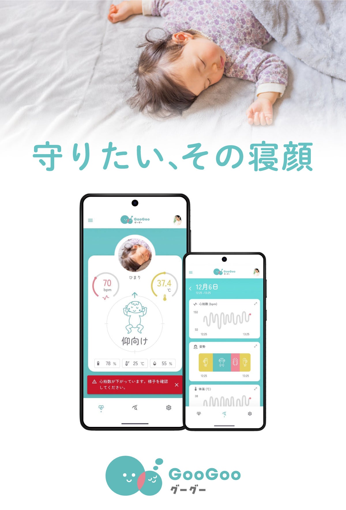 赤ちゃんの“うつ伏せ寝”をスマホで防止！新開発“おひるね見守り