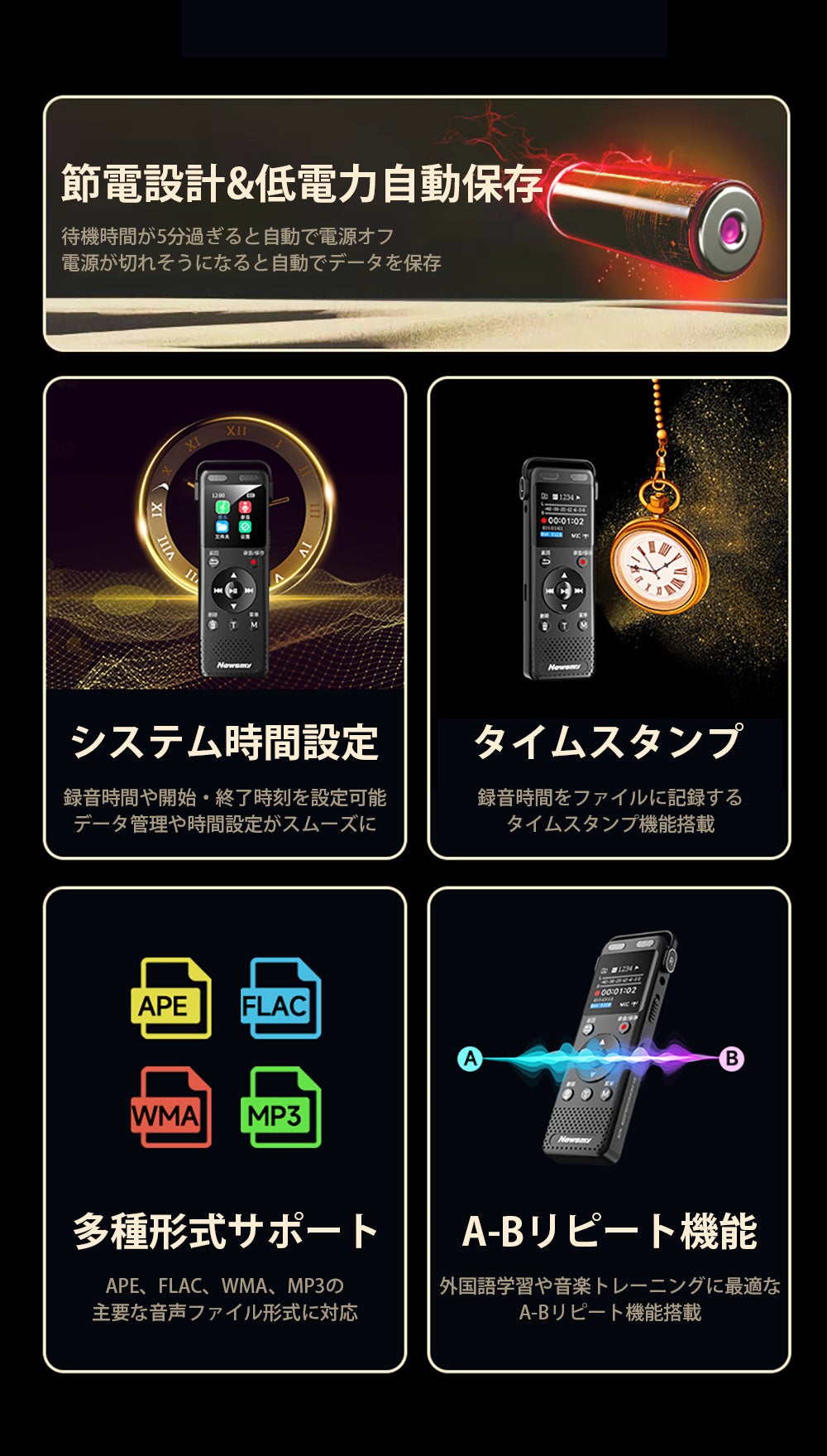 CD並の超高音質&AI自動文字起こし】超高性能AIボイスレコーダー｜PD88