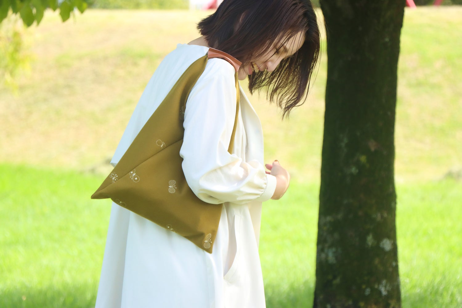 気軽で使いやすい！ミナ ペルホネンの生地で作った、おでかけに便利な