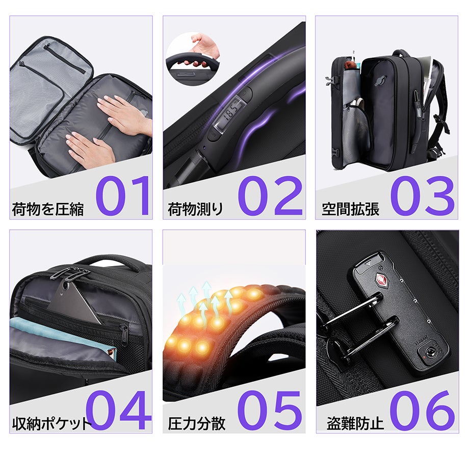 LCCの荷物預け問題を解決！真空圧縮＆荷物計測機能付きバックパック