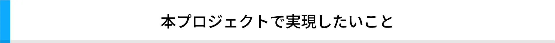 本プロジェクトで実現したいこと