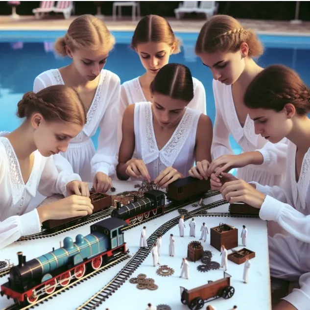 夏休み自由研究プラモ作り教室のイメージ（生成AIによる画像）