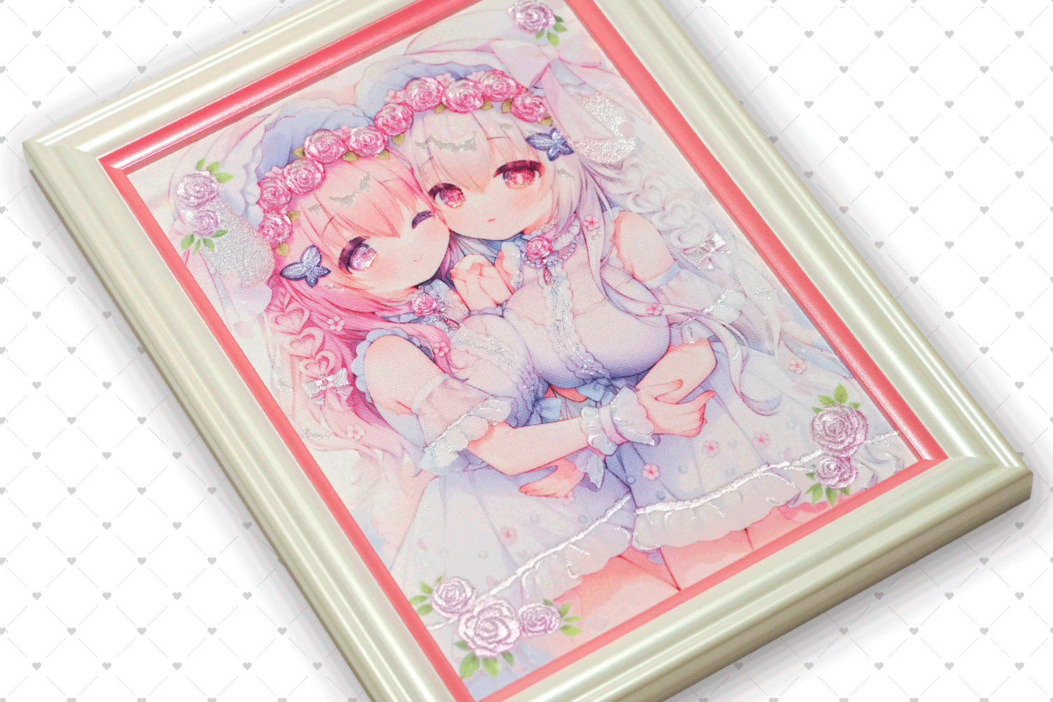 細やかな刺繍が、ふたりの物語をもっと輝かせる。W桜ちゃん刺繍アート 細やかな刺繍が、ふたりの物語をもっと輝かせる。W桜ちゃん刺繍アート