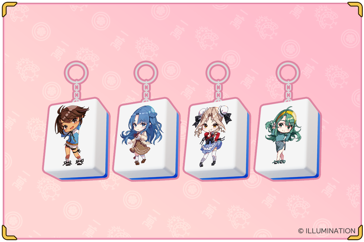 スーパーリアル麻雀VR 麻雀牌型キーホルダー4人セット スーパーリアル麻雀VR 麻雀牌型キーホルダー4人セット 脱衣麻雀