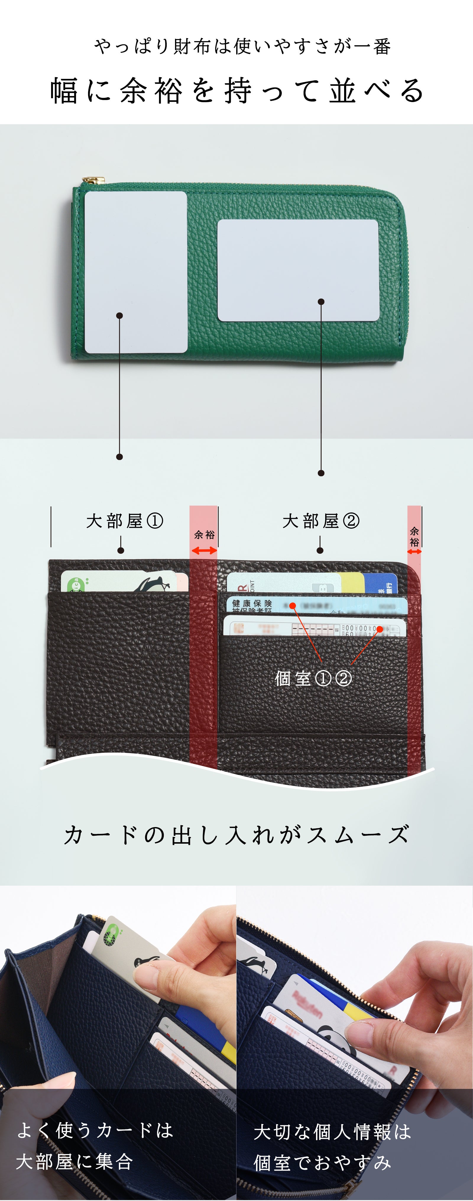 コンパクトなだけじゃない。縦入れカードホルダー付き極小LZIP長財布
