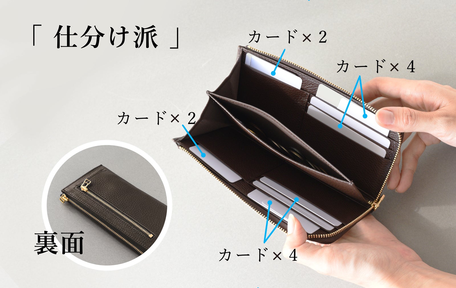 コンパクトなだけじゃない。縦入れカードホルダー付き極小LZIP長財布
