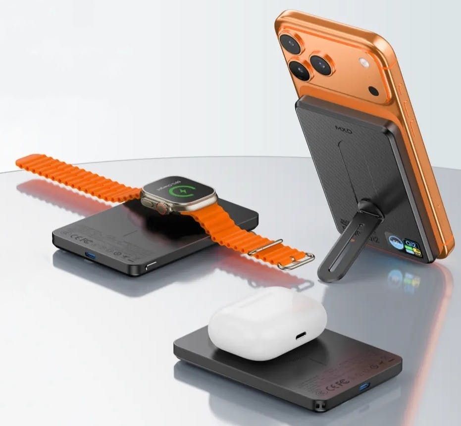 充電が見える×360°回転スタンド！高速ワイヤレスマグネット式モバイル