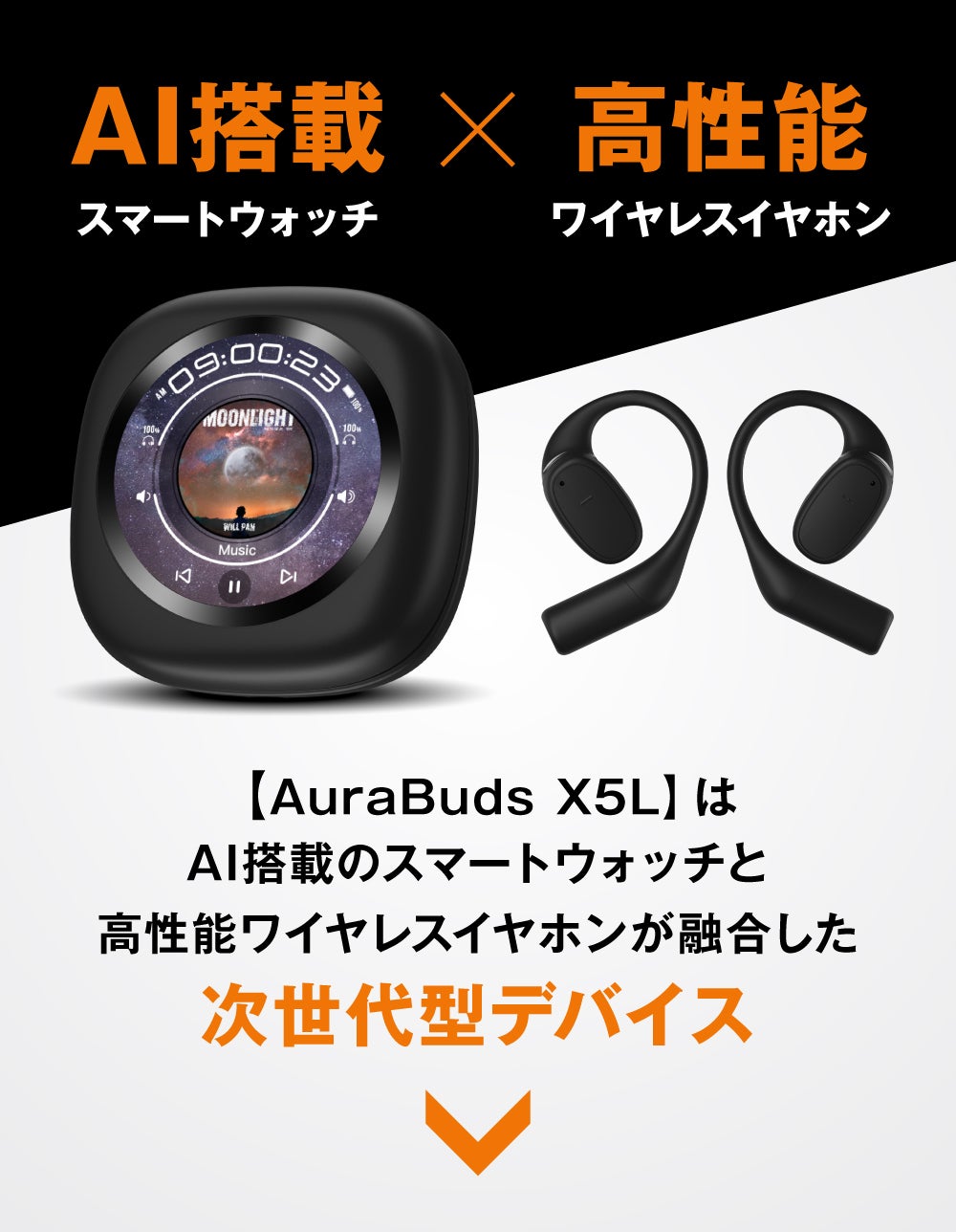 翻訳/音楽/ChatGPTを音声操作】81言語対応AIスマートウォッチイヤホン