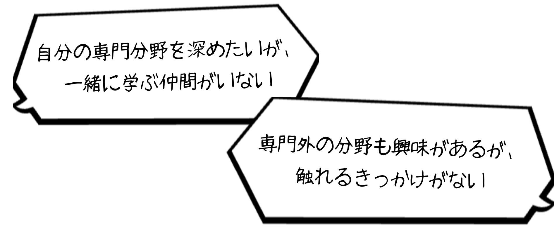 「自分の専門分野を深めたいが、一緒に学ぶ仲間がいない」「専門外の分野にも興味があるが、触れるきっかけがない」