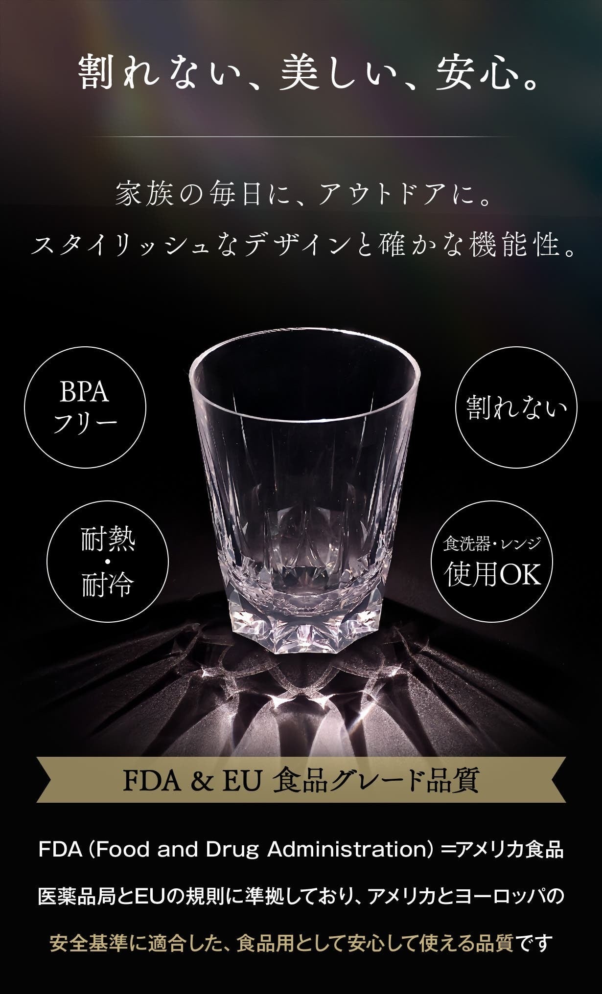 【最終値下げ】機能性ガラス・ナノガラスの最新技術 1000回落としても無傷】極限の透明度。一生割れない「魔法のグラス」が