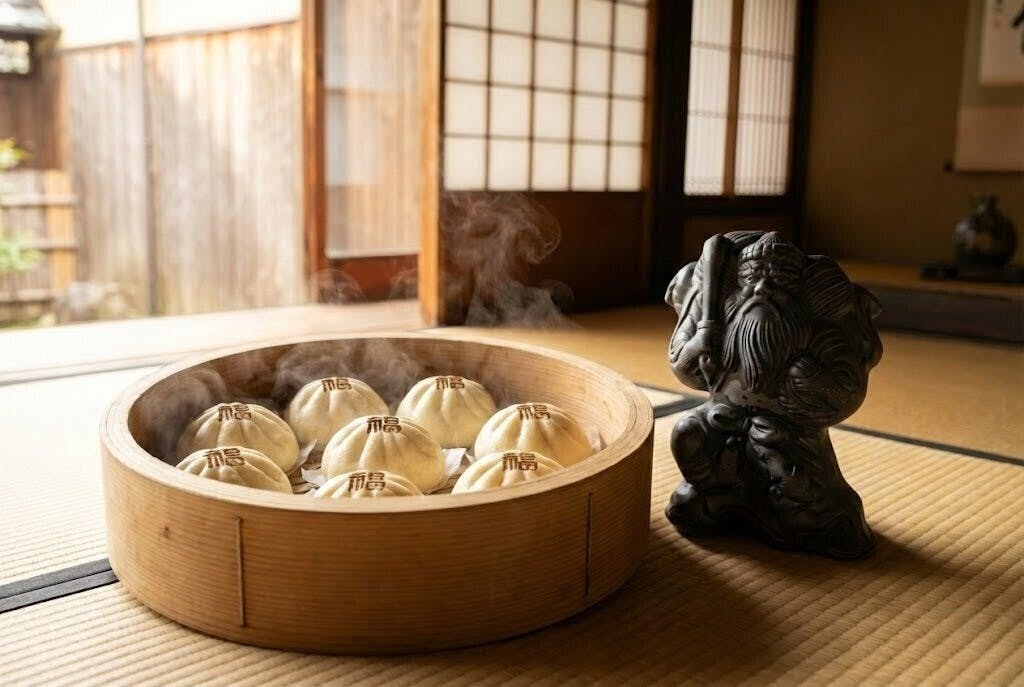 京都の魔除け「鐘馗（しょうき）様」の焼き印入り肉まん。西京極の子どもたちの成長を見守り地域に笑顔を届ける活動