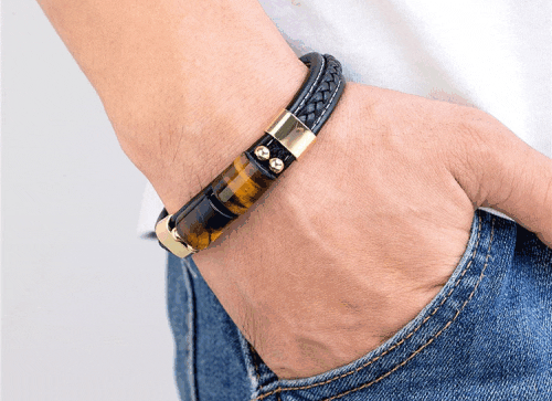 the mods 牛革 ブレスレット 新品 未開封 身につけるだけで、気持ちが前を向く。 虎目石×革の大人の開運
