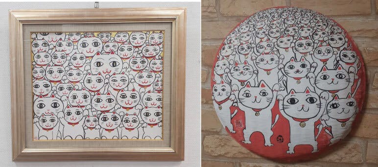 日本代表作品 開運招き猫】50歳母ちゃん画家 NYで世界デビュー＆人生再