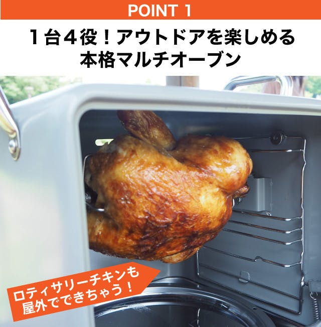 バーベキュー革命！回転ロースト可能 マルチオーブン Stove Top oven