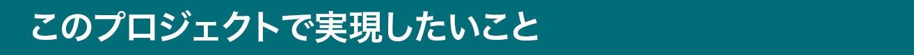 このプロジェクトで実現したいこと