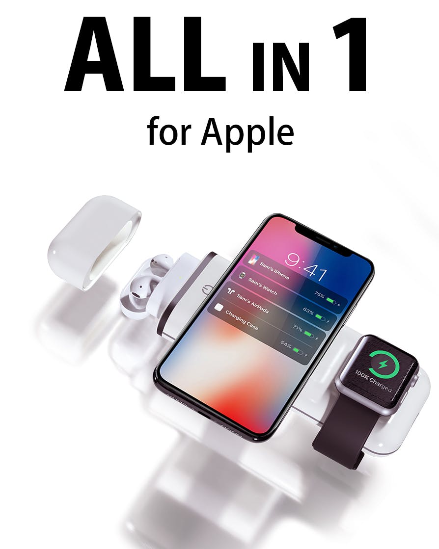 Appleユーザー必見 4種のデバイスを同時充電 4in1無線モバイルバッテリー Campfire キャンプファイヤー Appleユーザー必見 4種のデバイスを同時充電 4in1無線モバイルバッテリー Campfire キャンプファイヤー