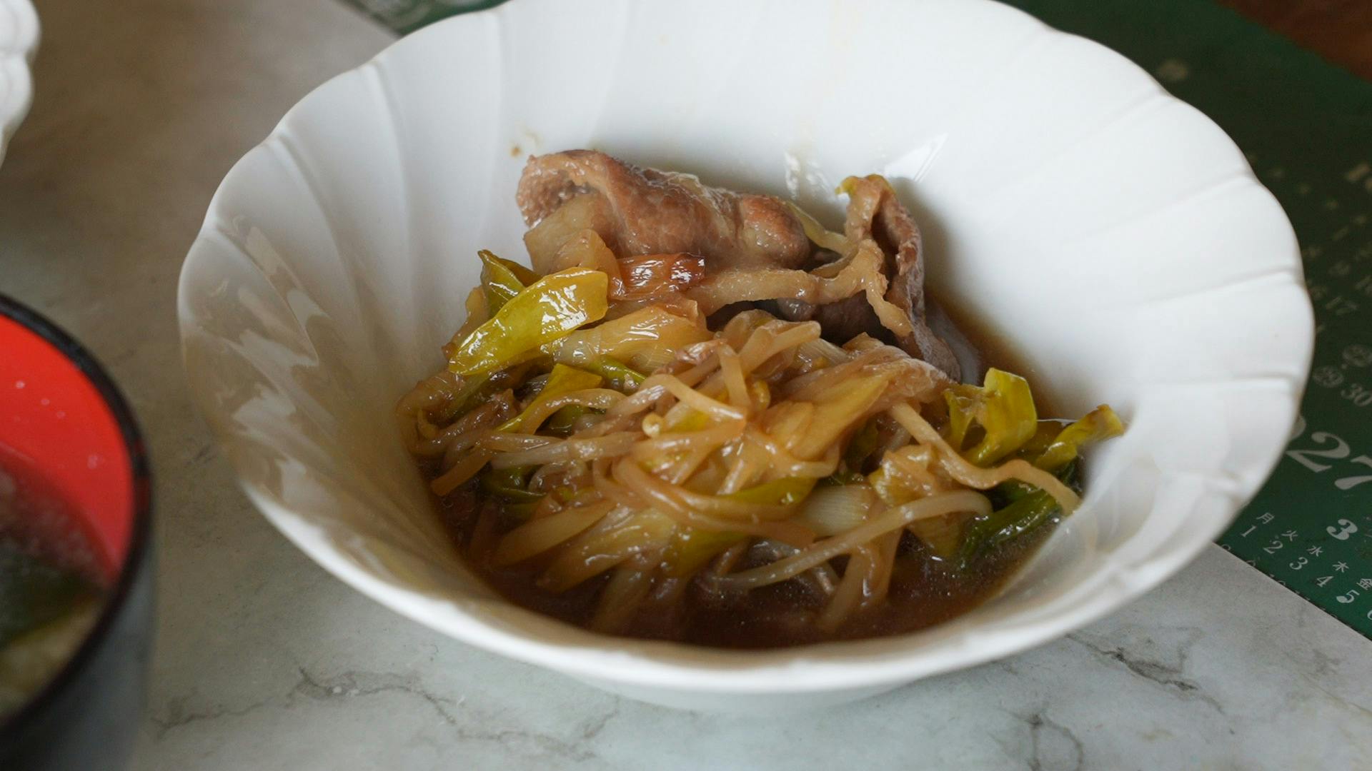 野菜と炒めた豚肉