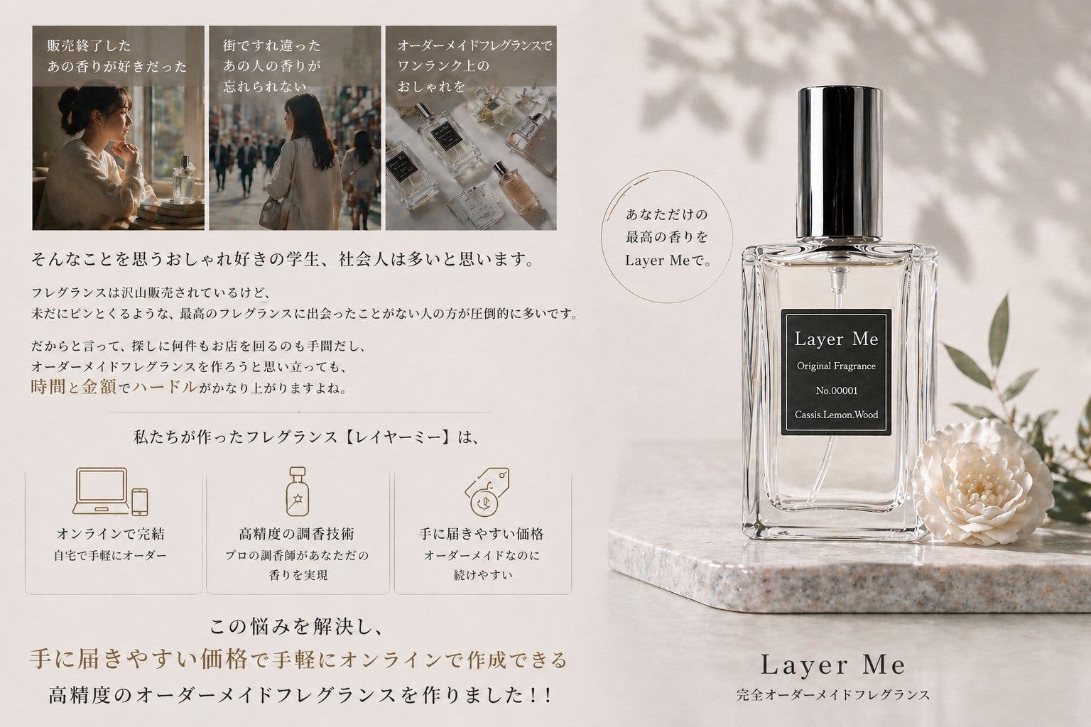 会員制オーダーメイド香水を新しいファッションへ。 あなたの香りが