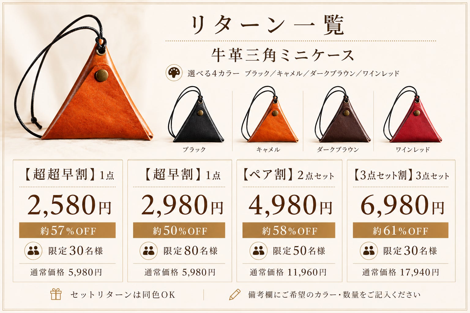 ブラウン三角形ケース 小銭も小物も、首掛けでも。牛革で仕立てた三角ミニケース - CAMPFIRE