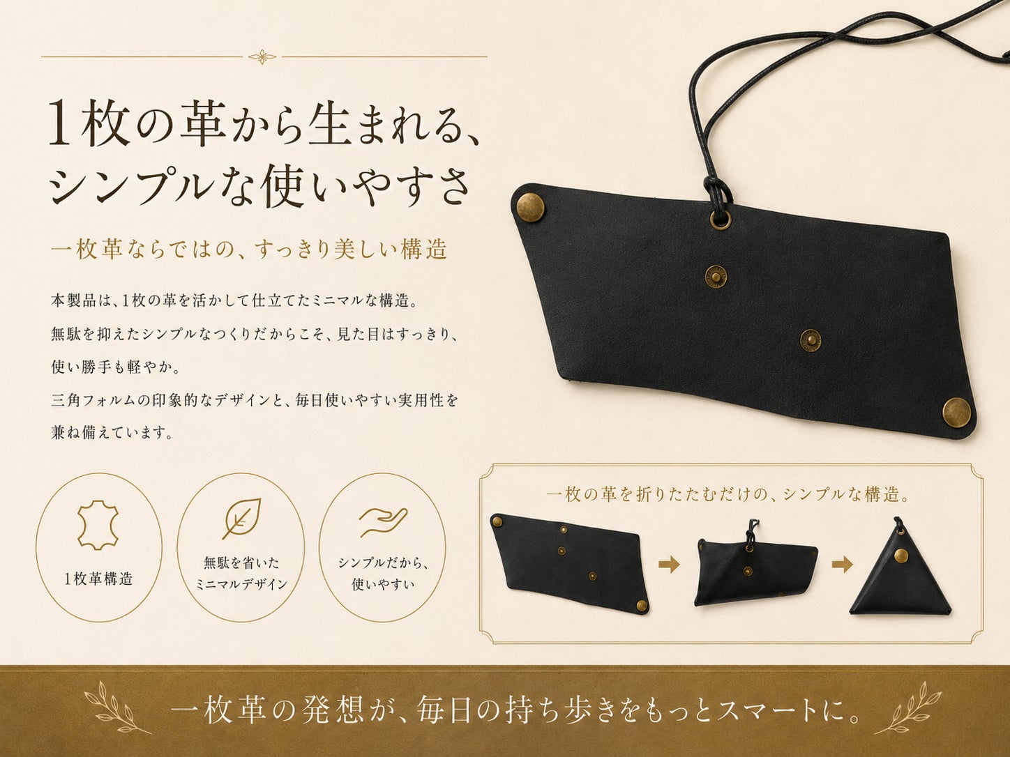 小銭も小物も、首掛けでも。牛革で仕立てた三角ミニケース - CAMPFIRE