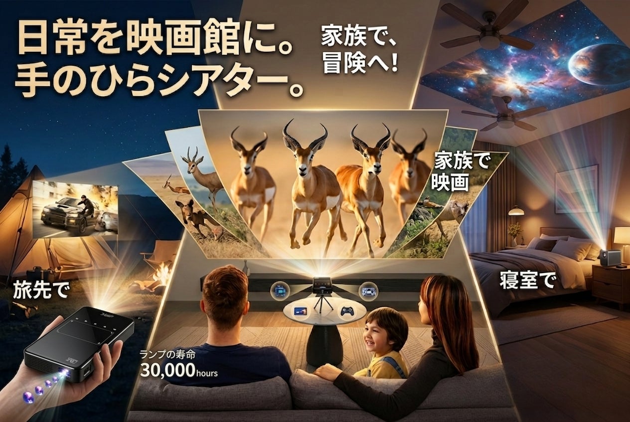 再挑戦】手のひらサイズの映画館。226gの軽量プロジェクターで日常を 再挑戦】手のひらサイズの映画館。226gの軽量プロジェクターで日常を