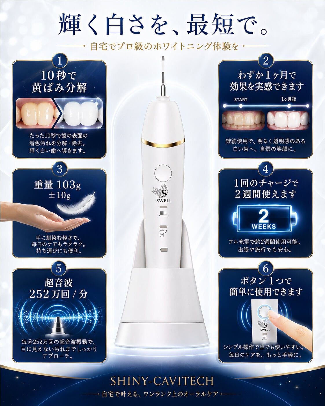 気になる黄ばみに1秒起動！輝く口元が手に入る！理想的ガジェット登場