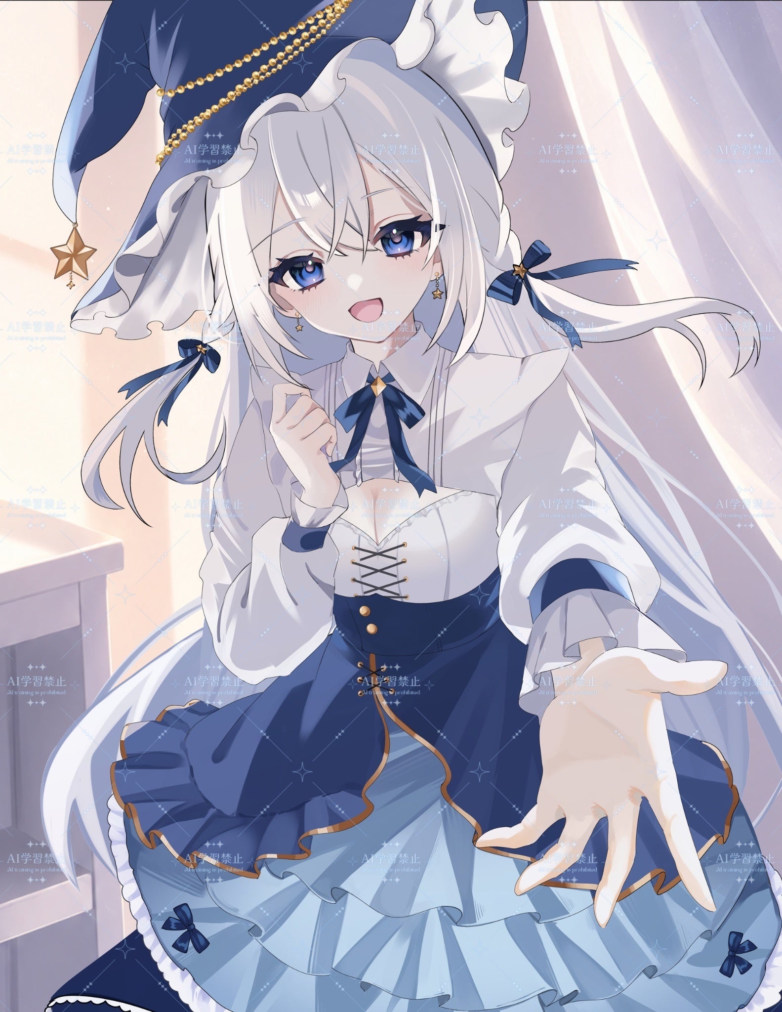 2591【九尾之巫女姫青色髪美少女白狐 】 糸魚川産翡翠稲荷編みぐるみ御守お守り 1周年記念】瑠澪ルミナLive2D化プロジェクト - CAMPFIRE (キャンプ