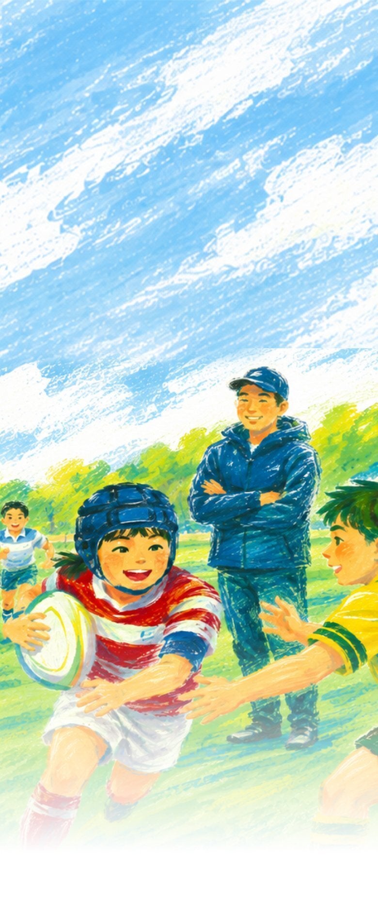 ラグビーをする子どもたちのイラスト
