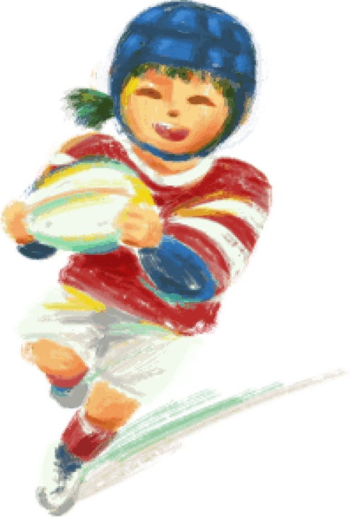 ラグビーをする子どもたちのイラスト