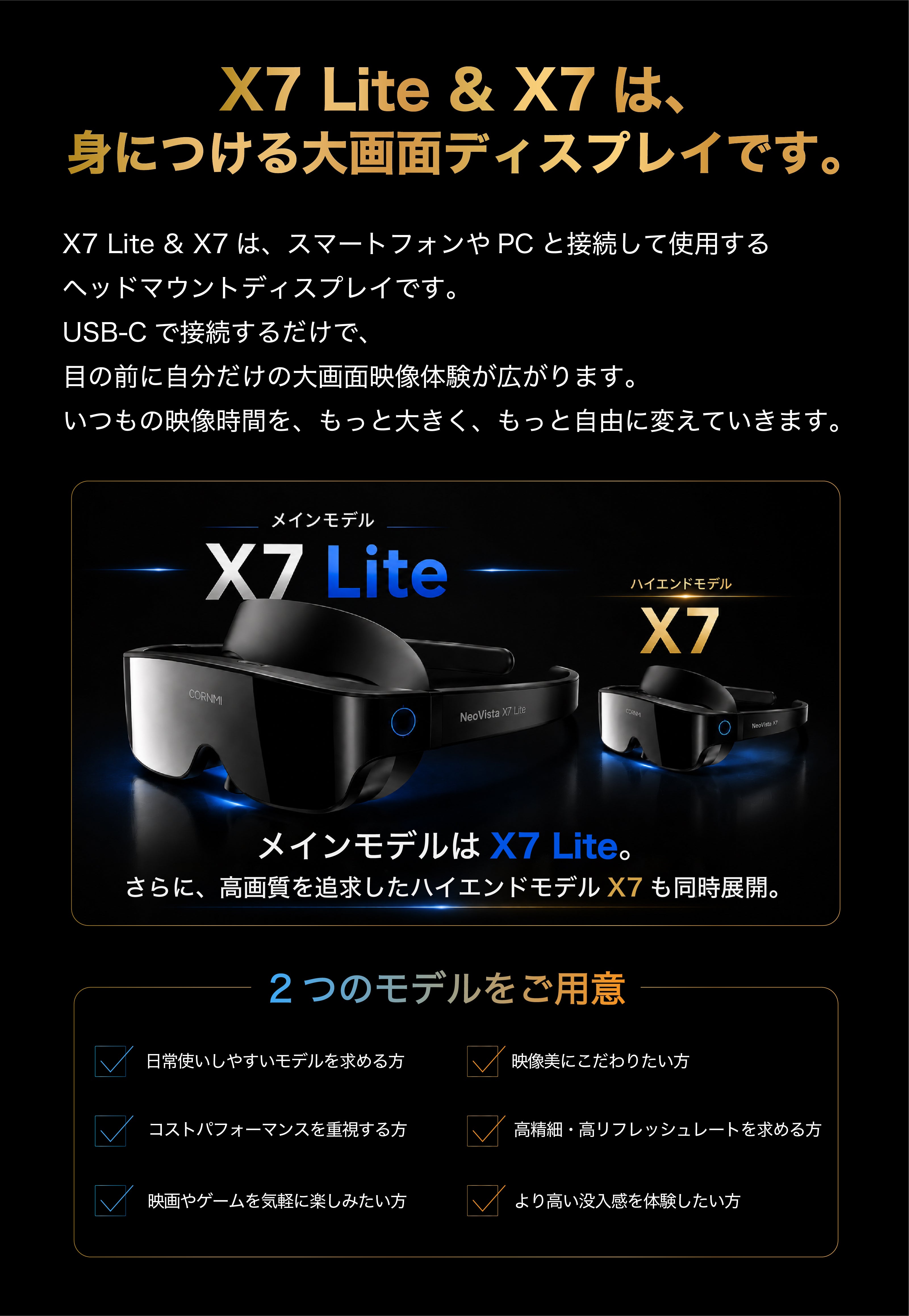 目の前が、巨大スクリーンに。映画もゲームも、どこでも圧倒的な没入