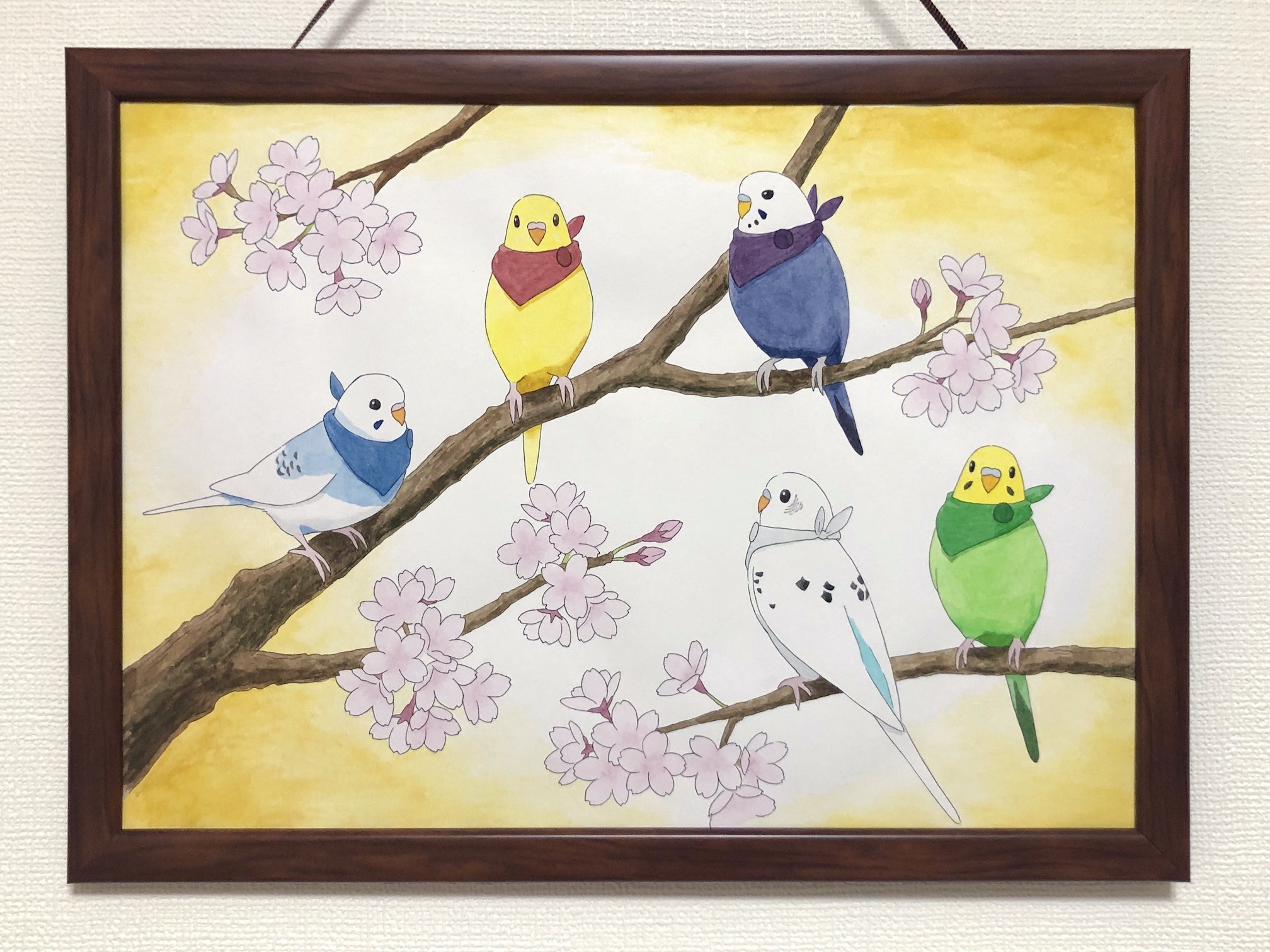 キャンバス油絵　専用　仲良く集まるカラフルかわいいインコたち 自主制作アニメ「インコカラーズmini」の制作費支援プロジェクト