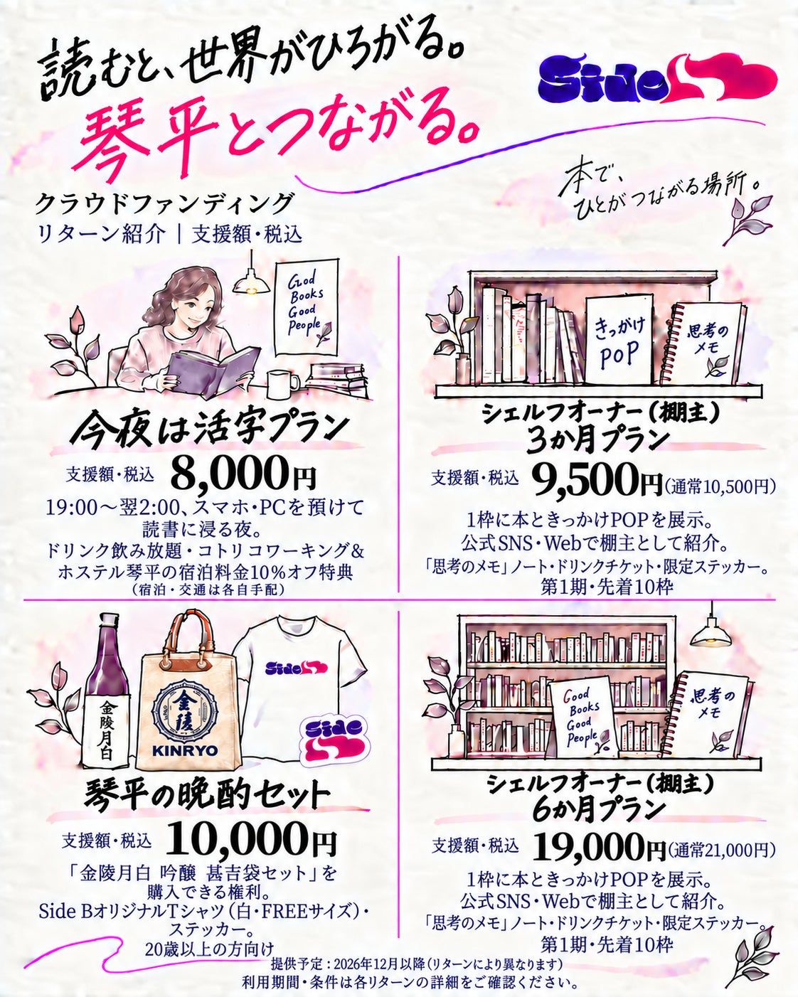 今夜は活字・シェルフオーナー（棚主）3か月と6か月・琴平お届けのリターン紹介