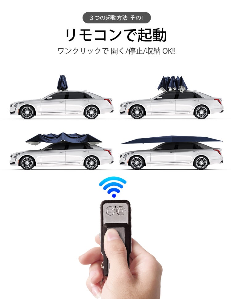 愛車を全面的に守る！ワンタッチの自動開閉式カーテント「CAR UMBRELLA