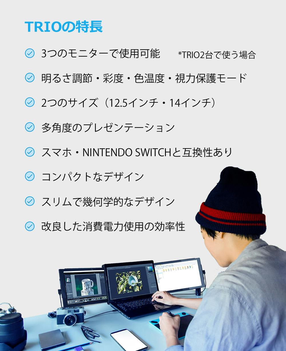 多様な機種と互換可能、トリプルモニターで仕事効率をUP！「Trio」 - CAMPFIRE (キャンプファイヤー)