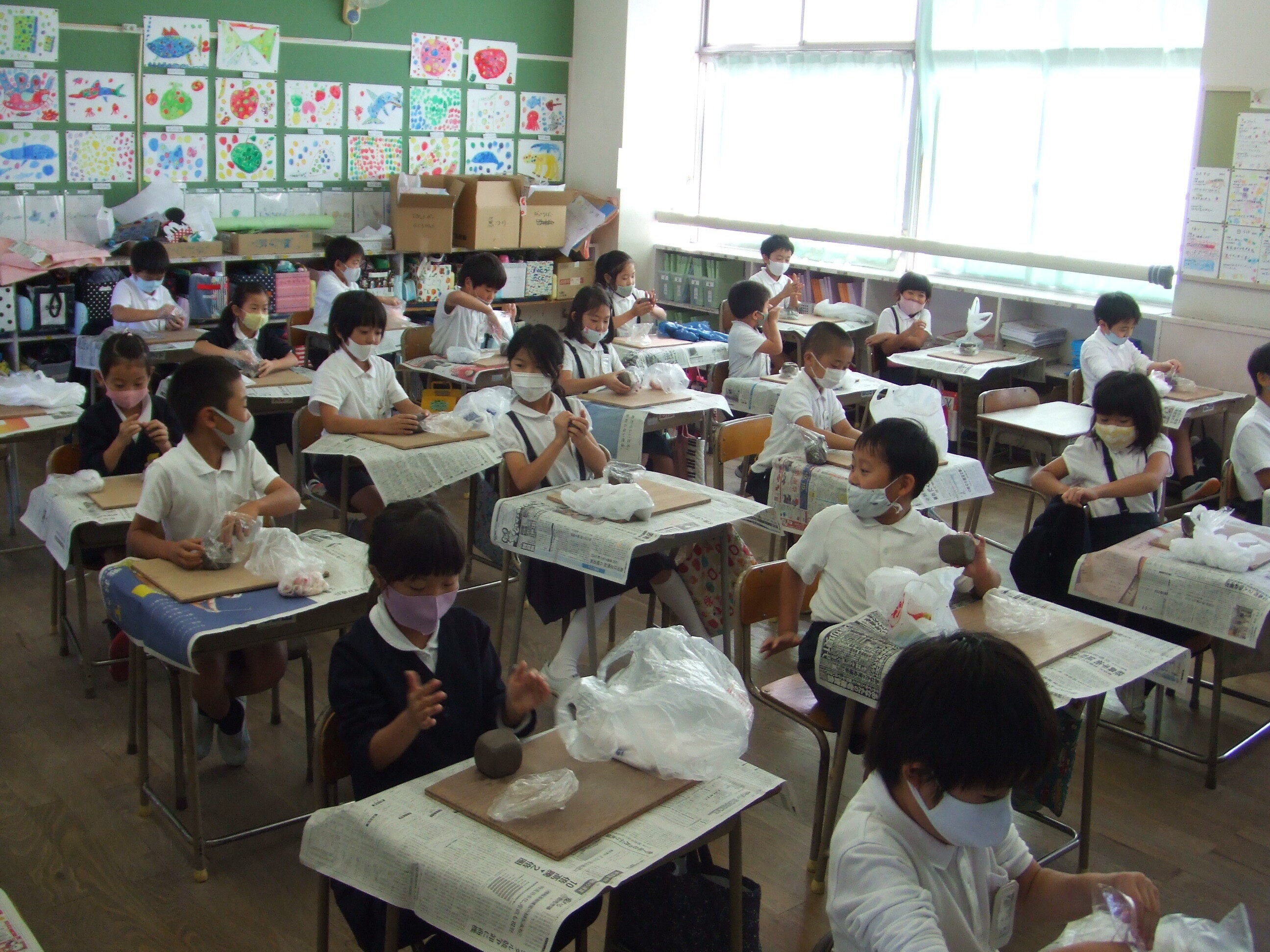 10月7日広島市立宇品小学校2年生4組 2組 6組江田島焼陶芸教室開催 Campfire キャンプファイヤー