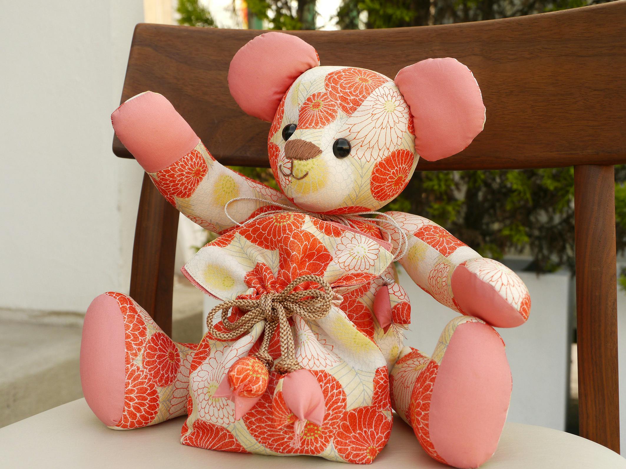 着物テディベア 誕生日プレゼント 出産祝い 記念日 【 名入れ ・記念日プリントも可能