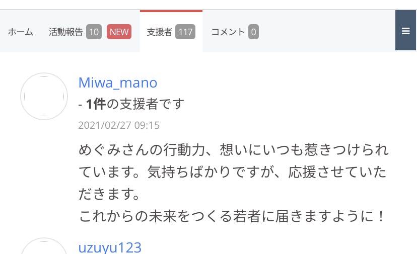 応援メッセージ とてもうれしいメッセージです Campfire キャンプファイヤー