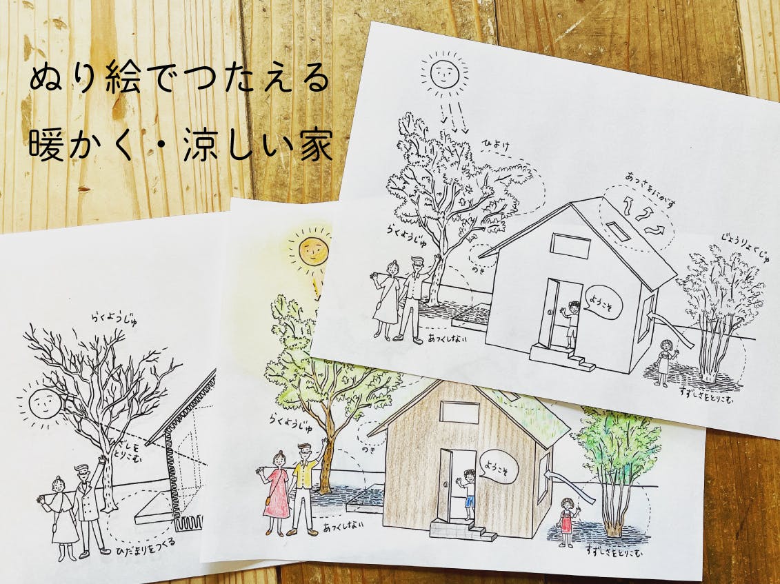 チャレンジ7日目 ぬり絵でつたえる 夏涼しい 冬暖かい暮らし 全てのリターンに Campfire キャンプファイヤー