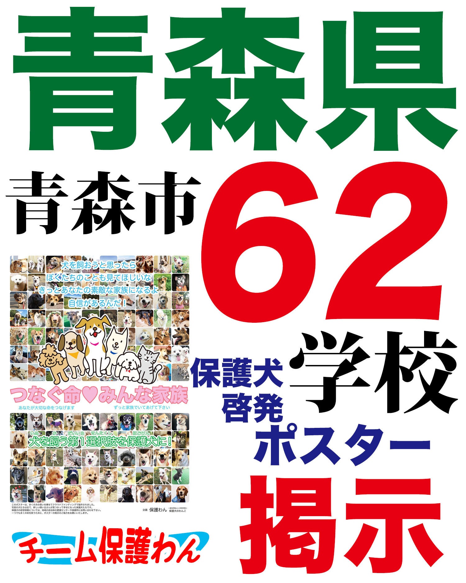 青森県青森市の全小中学校など計62ヶ所に保護犬啓発ポスターを掲示して頂ける事になりました Campfire キャンプファイヤー