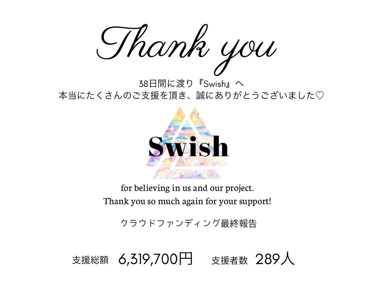 ご支援して頂いた皆様へお礼のメッセージ♡ - CAMPFIRE ご支援して頂いた皆様へお礼のメッセージ♡ - CAMPFIRE