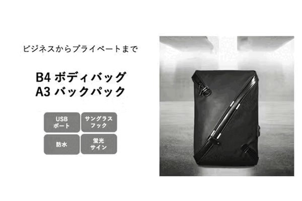 180°全開MacBook Airがすっぽり入るボディバッグと多機能バックパック 180°全開MacBook Airがすっぽり入るボディバッグと多機能バックパック