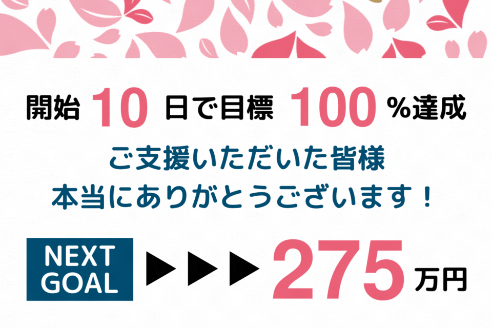 目標金額達成のお礼とNEXT GOALへの挑戦について！ - CAMPFIRE