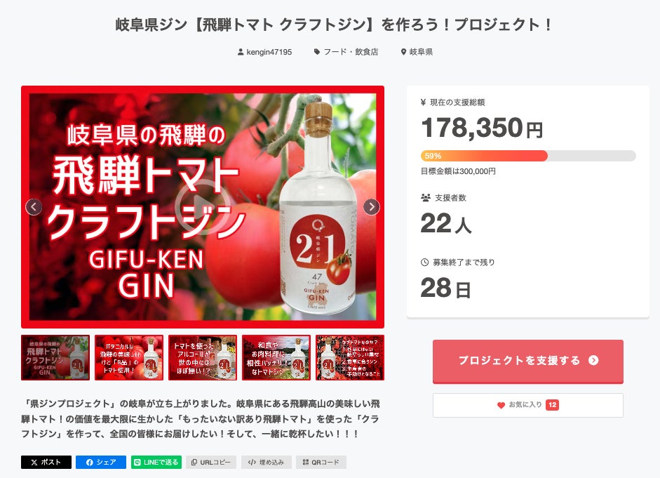 開始4日！で、59％になりました！本当にありがとうございます